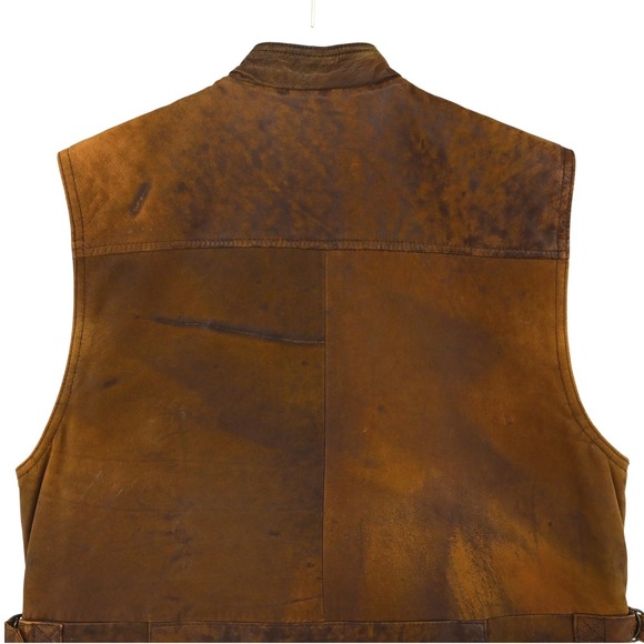 VTG 80s Banana Republic Leather Photojournalist Vest Mill Valley Gorpcore Lined - Picture 8 of 16